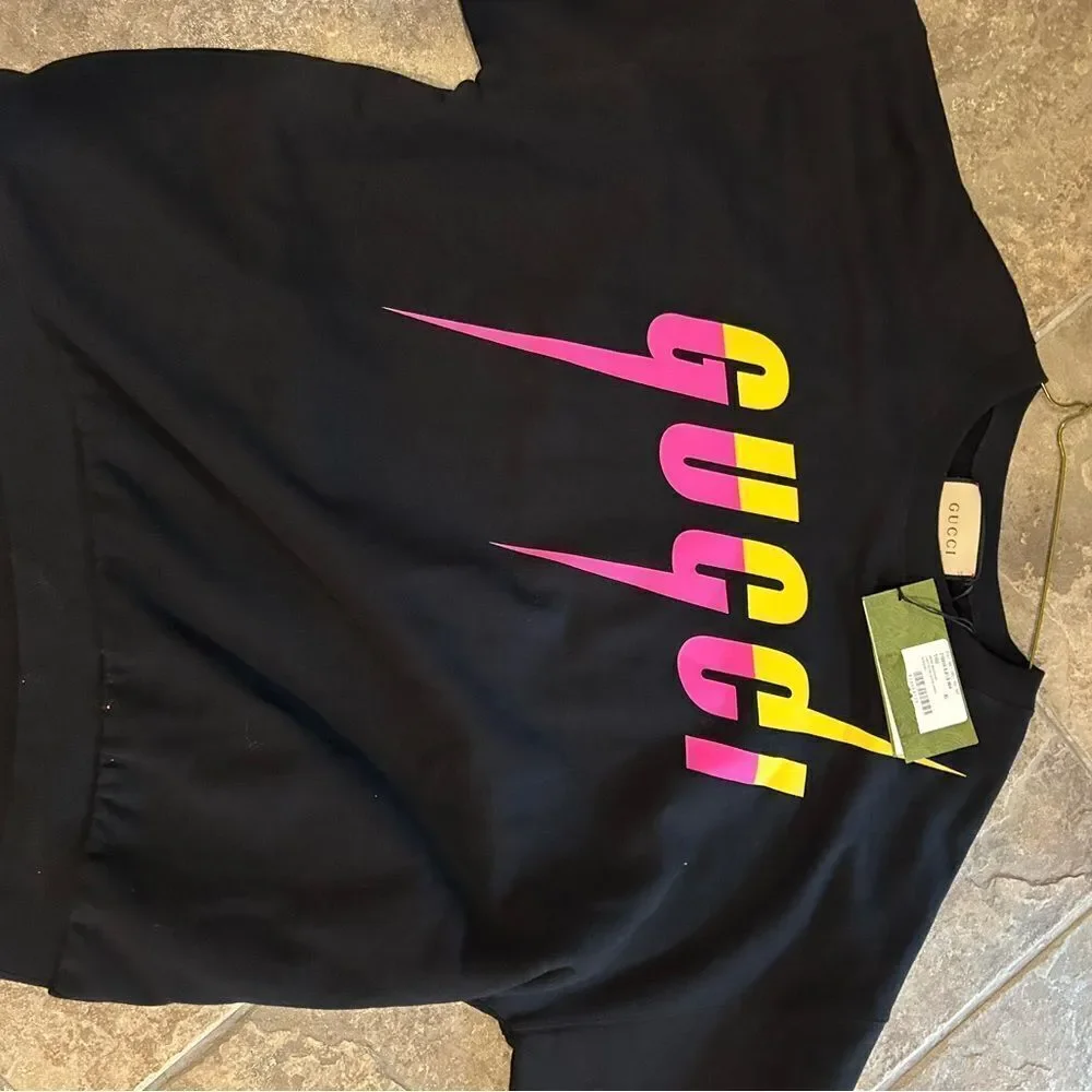 Men's Gucci blade logo print cotton sweatshirt, size XL made in Italy